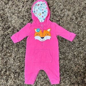 🦊 CARTER’S Vibrant Pink and Orange Baby Romper